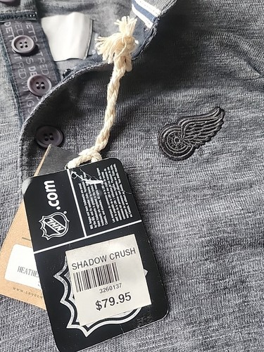 Camisa Henley Detroit Red Wings Hockey Botón Para Hombre Talla PEQUEÑA NHL Gris - Imagen 3 de 12