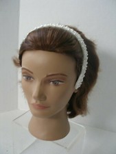 Women Faux Pearls Headband White Multiple Beads Fashion Hair Band Dressy Wedding