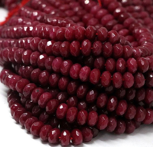 Natural 4x6mm Faceted Brazil Red Jade Rondelle Gemstone Loose