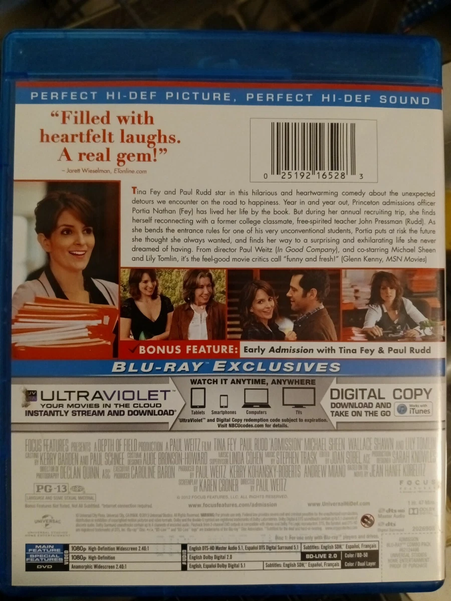 Admission (Blu-ray/DVD, 2013, 2-Disc Set) Comedy Movie Romance Paul Rudd |  eBay