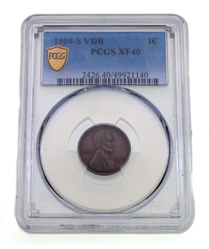 1909-S VDB 1C Lincoln Wheat Cent Graded by PCGS as XF40 Extra Fine