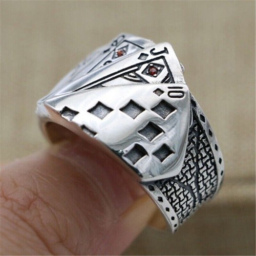 Hot Poker Lucky Ring Casino Game Card Men Ace Spades Stainless Steel Silver Ring - Picture 5 of 5