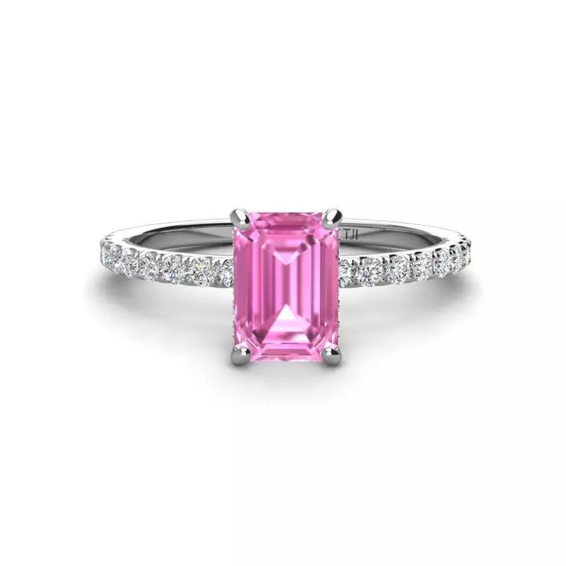 Emerald Cut Pink Sapphire Diamond Engagement Ring 1 1 4 ctw 14K Gold JP 256585 eBay