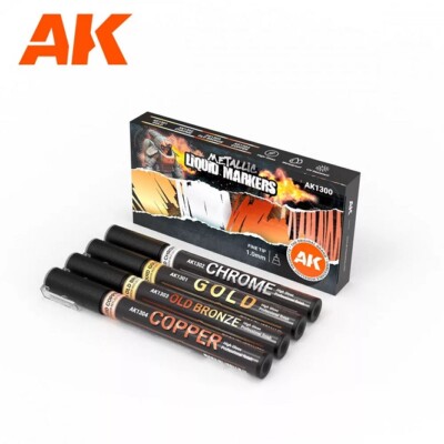 AK Interactive AK1300 - Metallic Markers 4 Stück - Neu