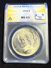 1922  SILVER PEACE DOLLAR ANACS MS 64