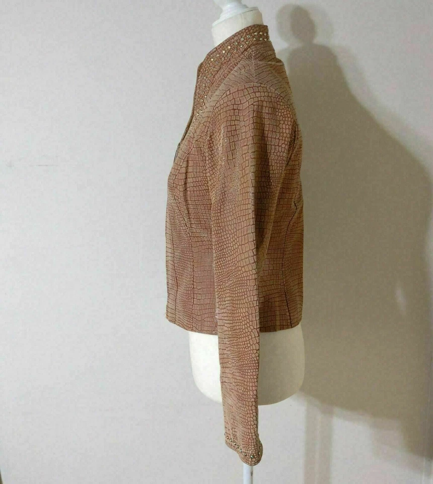 Chaqueta de Cuero Gamuza S Cristal Adornado Western Placer Montar Ecuestre Foto 3 de 4