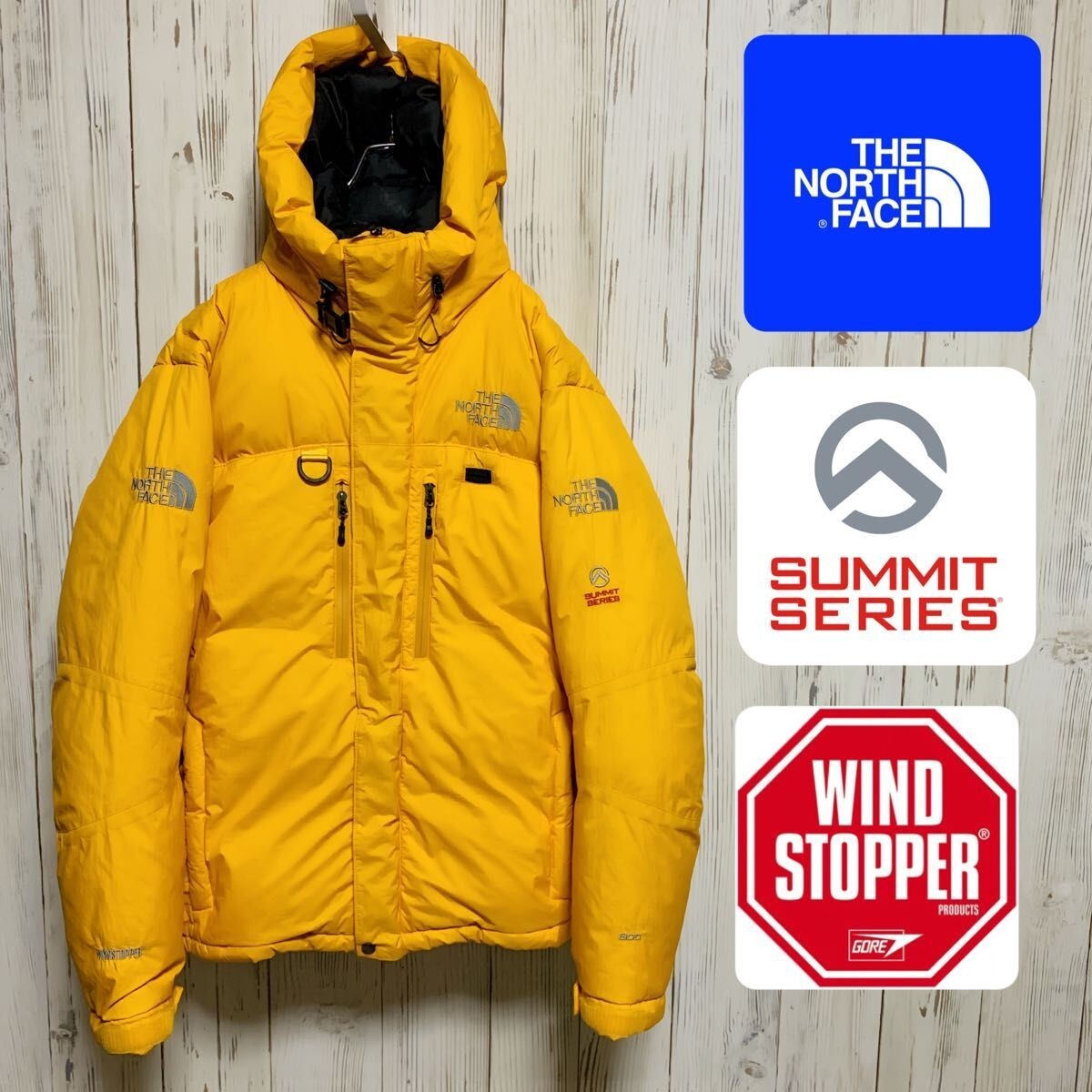 The North Face Himalayan Hoodie WindStopper Size S Yellow Good