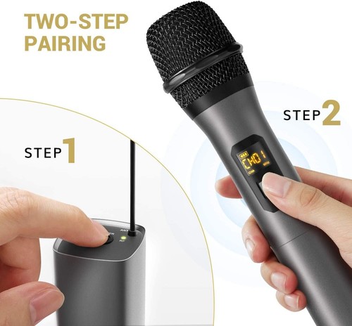 TONOR TW620 Wireless Microphones for Singing, UHF Metal Cordless Handheld Mic - Picture 3 of 7