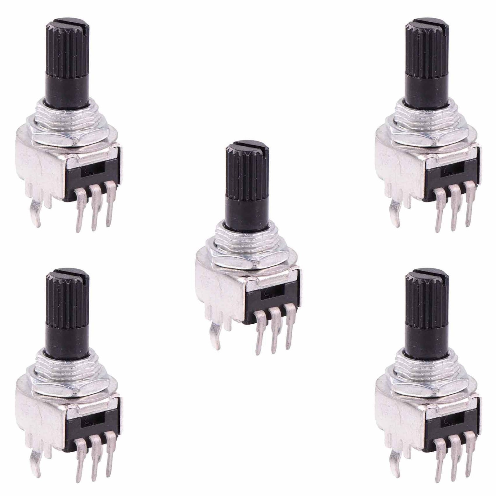 5 x 5K Linear 9mm Potentiometer Knurled 6mm Shaft