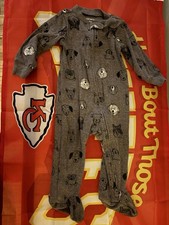 Carter's Gray Dog Animal Print Knit Footed Zip Sleeper One-Piece 9M