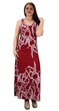 Paisley Print Sleeveless Maxi Dress Scoop Neck Beach Burgundy Large