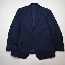 Jos A Bank 46R Blue Gun Check Wool Traveler Tailored Blazer Jacket Sport Coat