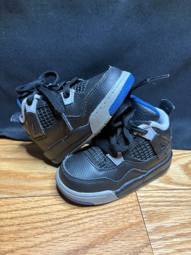 Nike Air Jordan 4 Retro Toddler Size 6C Black Athletic Shoes Sneakers 308500-006