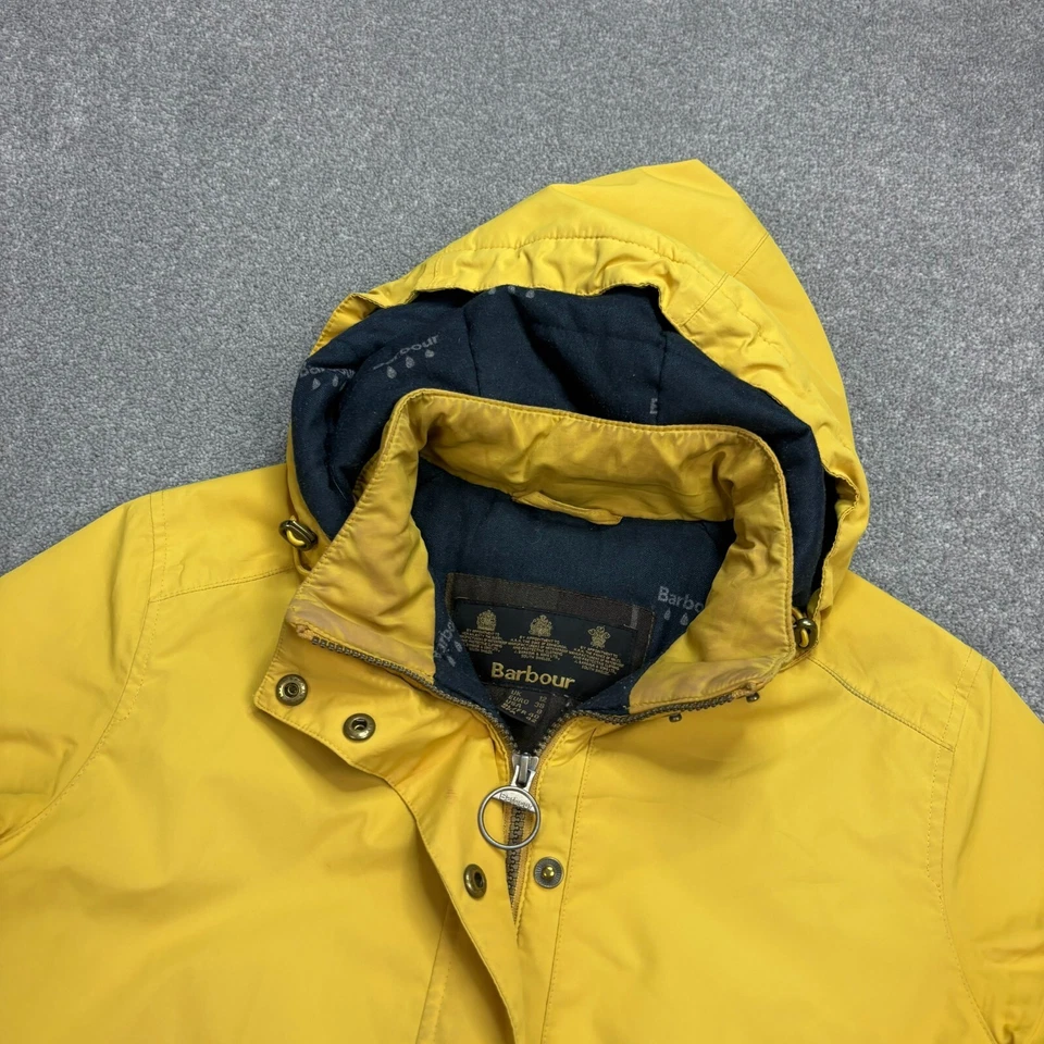 Chaqueta Barbour Mujer Mediana Amarilla Stratus Caza Campo Lona Capucha Dama Foto 3 de 4