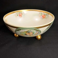 Royal Rudolstadt Beyer & Bock 3 Footed Bowl Hand Painted Gold 1905-1929 Germany