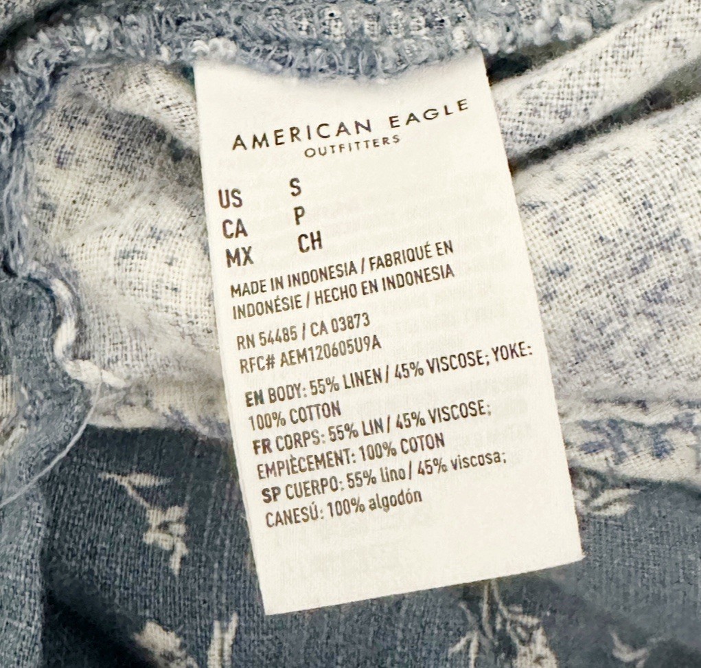 American Eagle Patchwork Oversized Button Down Sh… - image 6