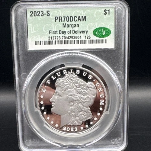 2023-S Morgan Silver Dollar CAC PR70DCAM Proof First Day Of Delivery