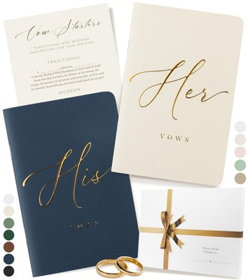 ARTESORI Premium Wedding Vow Book for Her & Him, Soft Touch, Ivory & Navy 
