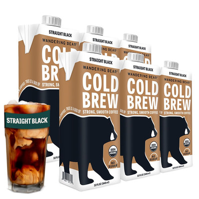 Extra Strong Organic Cold Brew Coffee, 32 Fl Oz, 6 Pack - Ready to Drink