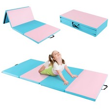 8' x 4' x 2" Folding Gymnastics Mat Tumbling Exercise PU Leather Cover for Yoga