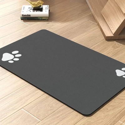 Dog Feeding Mat Absorbent Quick Dry Pet Bowl Mat No Spill 12x19 Dark Grey