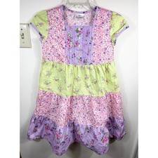 Hanna Andersson Floral Tiered Cotton Dress Patchwork Girls 130 8 Spring Flowy