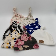 Lot 7 Baby Girls Beanie Knot Hats Mix 0-6 mo Hanna Andersson Modern Moments