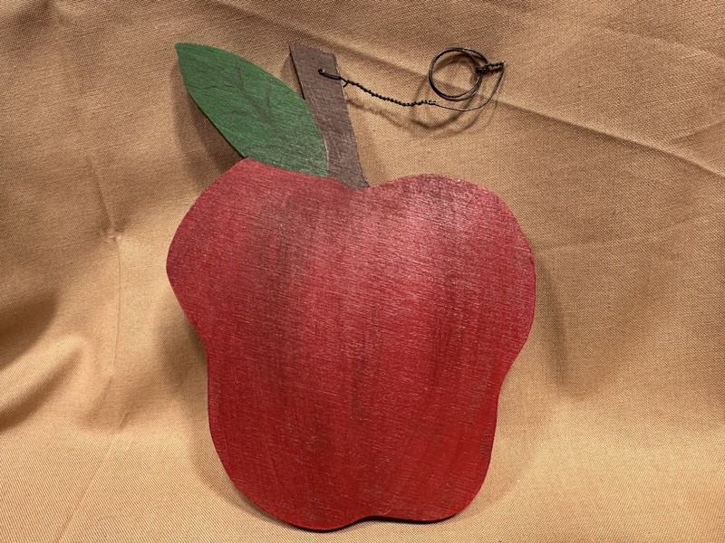 Nancy Thomas Red Apple Folk Art Wood Ornament 
