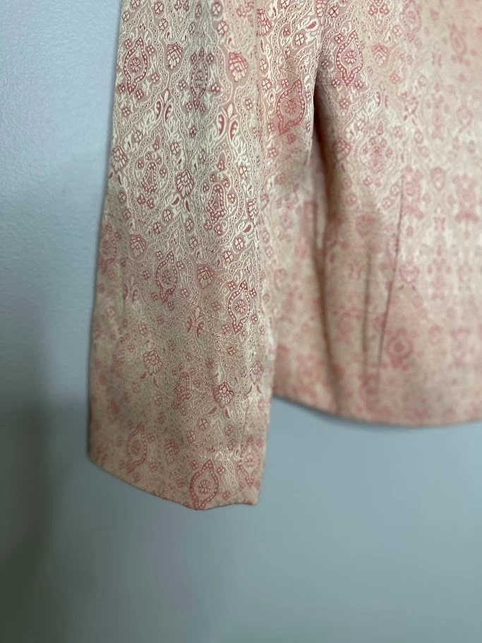 Vintage NORTON MCNAUGHTON 14 Blazer Jacket Peach Jacquard Damask Boho Cottage - Image 2 of 4
