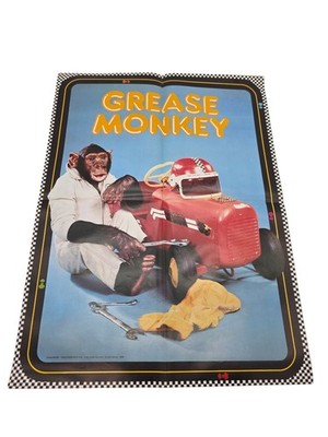 Vintage 1980s Weekly Reader Books Book Fair Poster Grease Monkey Mechanic Garage