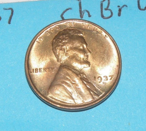 1937 D      LINCOLN WHEAT CENT   CHOICE RED UNCIRCULATED  #4