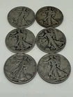 Lot Of 6 90% Silver Walking Liberty Half Dollars