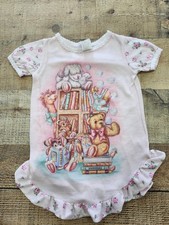 Vtg Early 90s 12 Month Old Nightgown Pink Excellent Shape Teddy Bear Graphic
