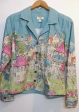 Christopher & Banks Shirt Jacket Womens Medium Multicolor Cityscape Button Up