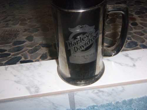Harley Davidson Etched Glass Mirrored Chrome Mug