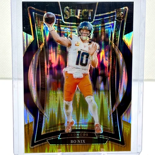 2024 Panini Select Concourse Bo Nix #30 Black & Gold Shock Prizm RC