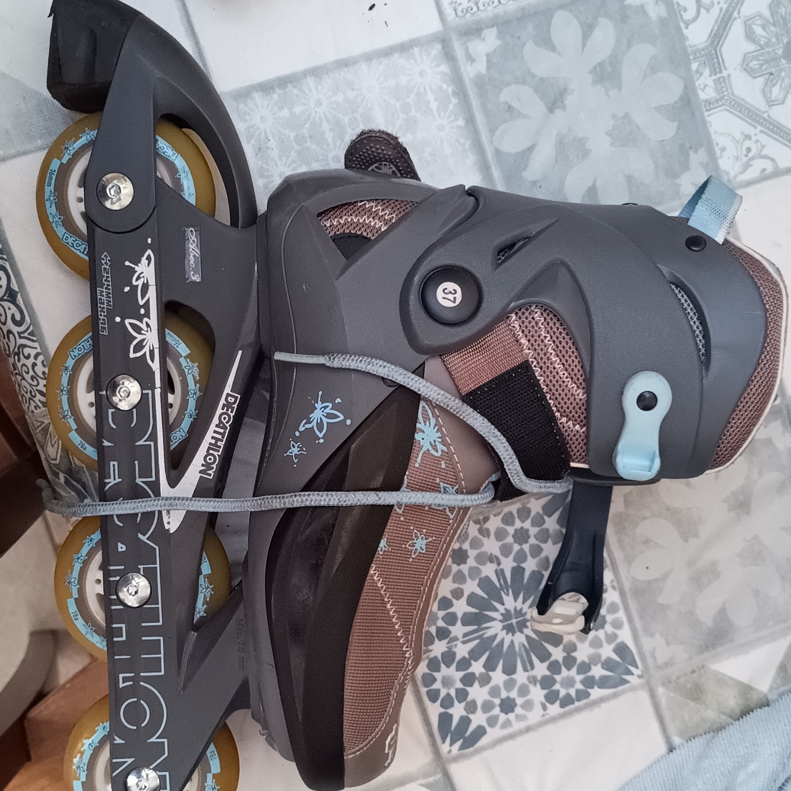 Decathlon Oxelo pattini in linea taglia 37 con protezioni Powerslide