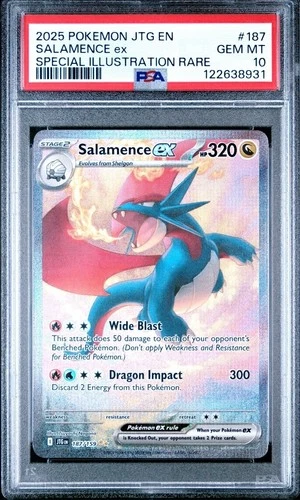 PSA 10 GEM 2025 POKEMON JTG EN SALAMENCE EX 187/159 JOURNEY TOGETHER SIR🔥🔥