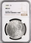 1889-P  $1  MORGAN SILVER DOLLAR NGC MS61 Beautiful coin!!