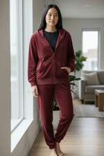 Women's Velour Tracksuit Set Zip-Up Hoodie  Pants Multi-Color