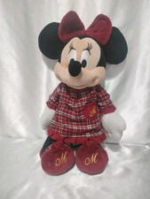 DISNEY Store EXCLUSIVE MINNIE MOUSE Plush CHRISTMAS Red Bow Plaid Pajamas 17"