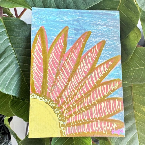 ACEO Original "Flower Field" Series, Abstract Floral Sunflower #34 - KaikaYume