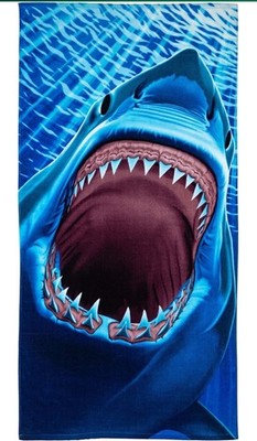 Dawhud Direct Great White Shark Beach Towel 30x60 Plush Cotton Pool