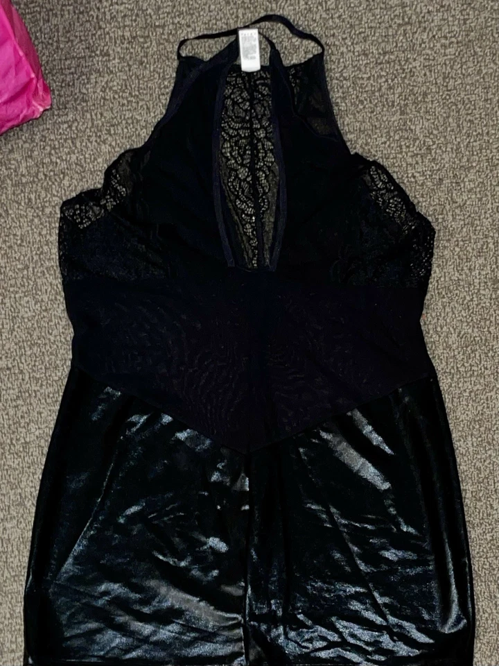 Women’s Escante Size 1X Black Sheer & Faux Leather w G String Panty Lingerie New - Image 2 of 4