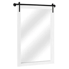 Farmhouse Mirror, 38"×32" Decorative Mirror Farmhouse Bathroom Mirror White M...