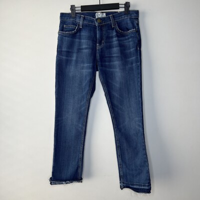 Current Elliot The Cropped Straight Leg Women s Sz 26 Medium Dark Wash Relaxed 