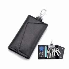 Men Women Leather Key Chain Pouch Case Wallet Coin Purse Card Holder Black/Brown
