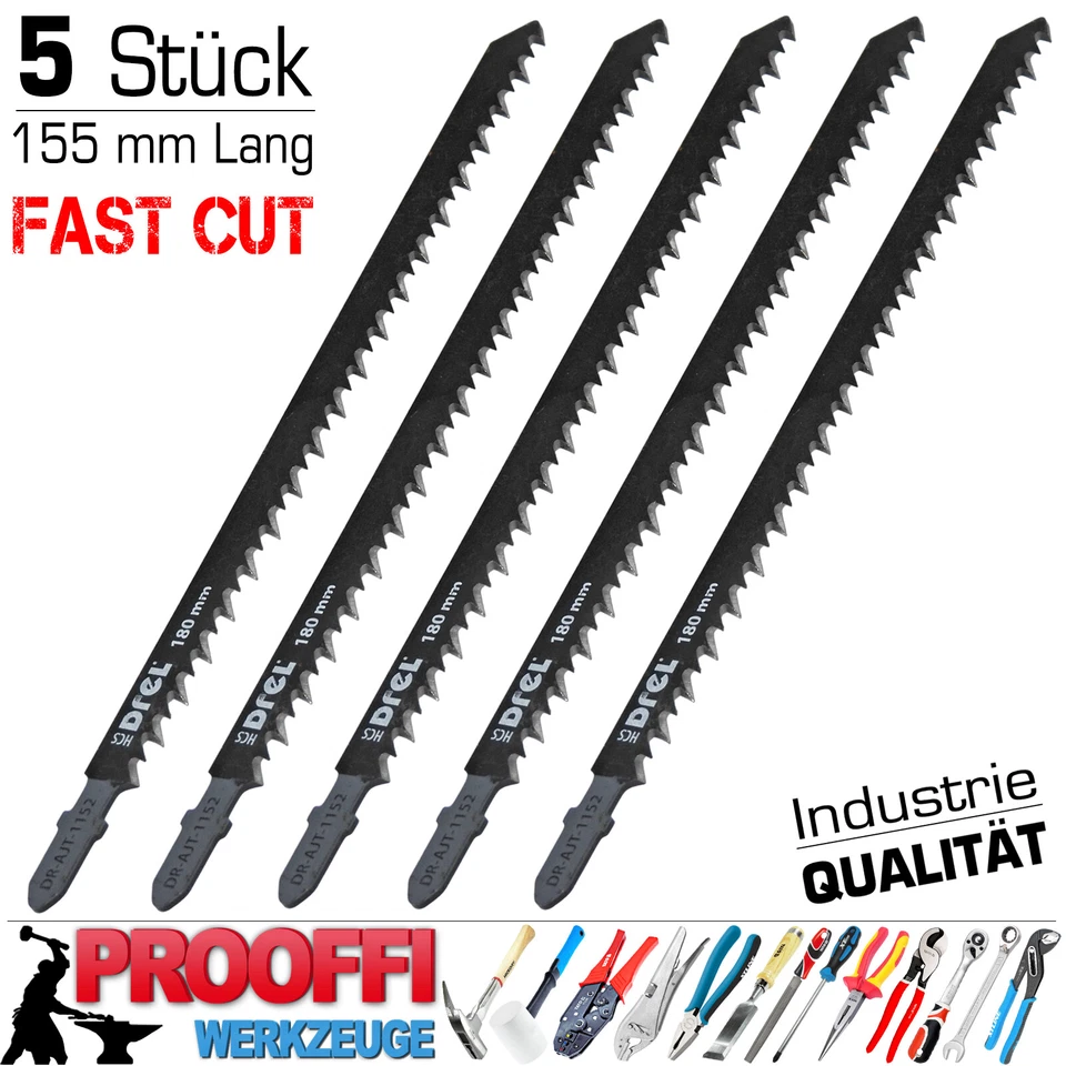5 x Fast Cut Premium Stichsägeblatt Stichsäge 180mm T-Schaft Für Bosch Aufnahme - Bild 4 von 4
