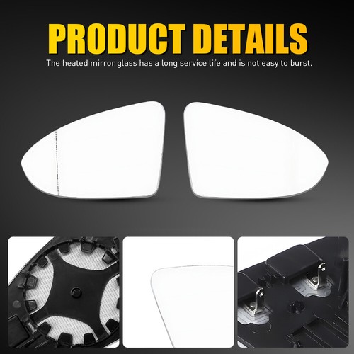 2X Right Left Mirror Glass for VW GOLF MK7 MK7.5 2013-18 w/ Heated Convex Base - Picture 8 of 11