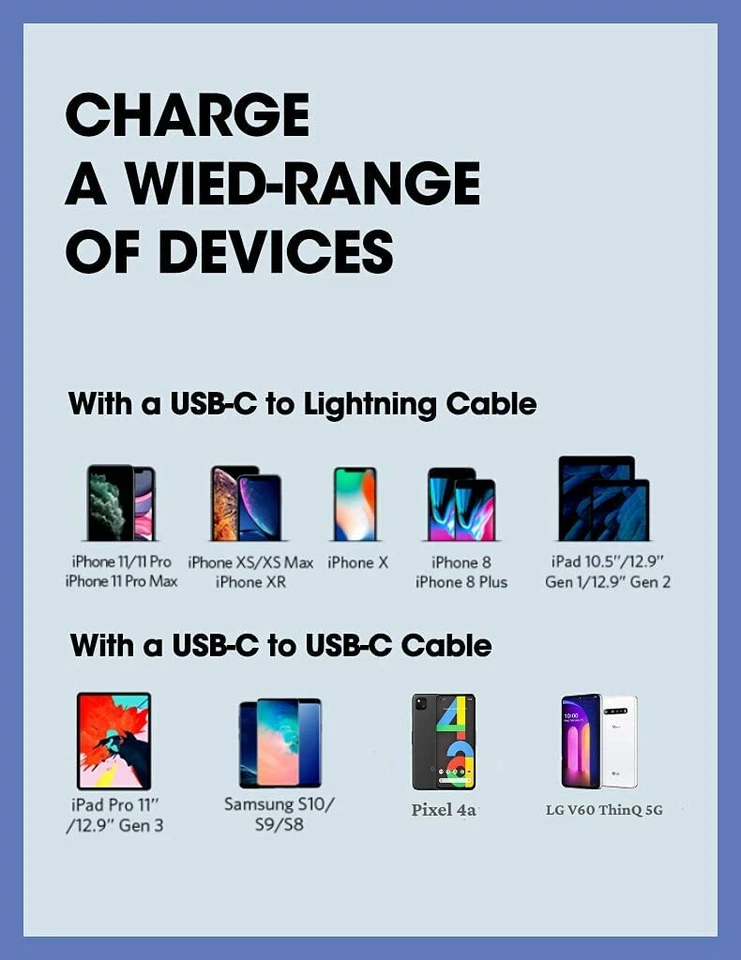 Carregador rápido SUPCASE 18W USB C, bloco adaptador de energia carregador de parede PD (preto) - Imagem 2 de 4